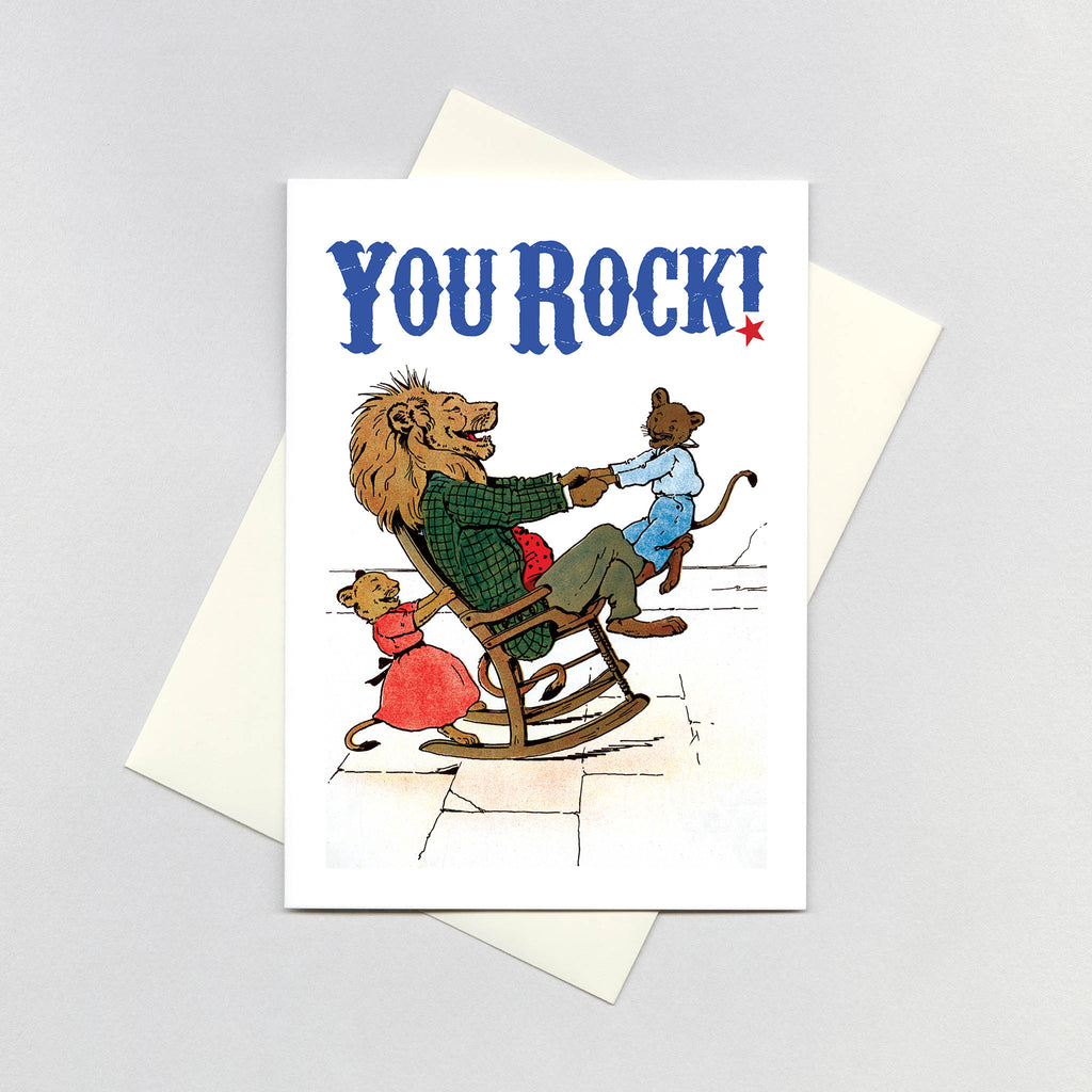 Lion in Rocking Chair With His Children - Father's Day Greeting Card