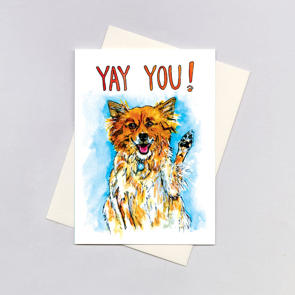 Waving Dog - Encouragement Greeting Card