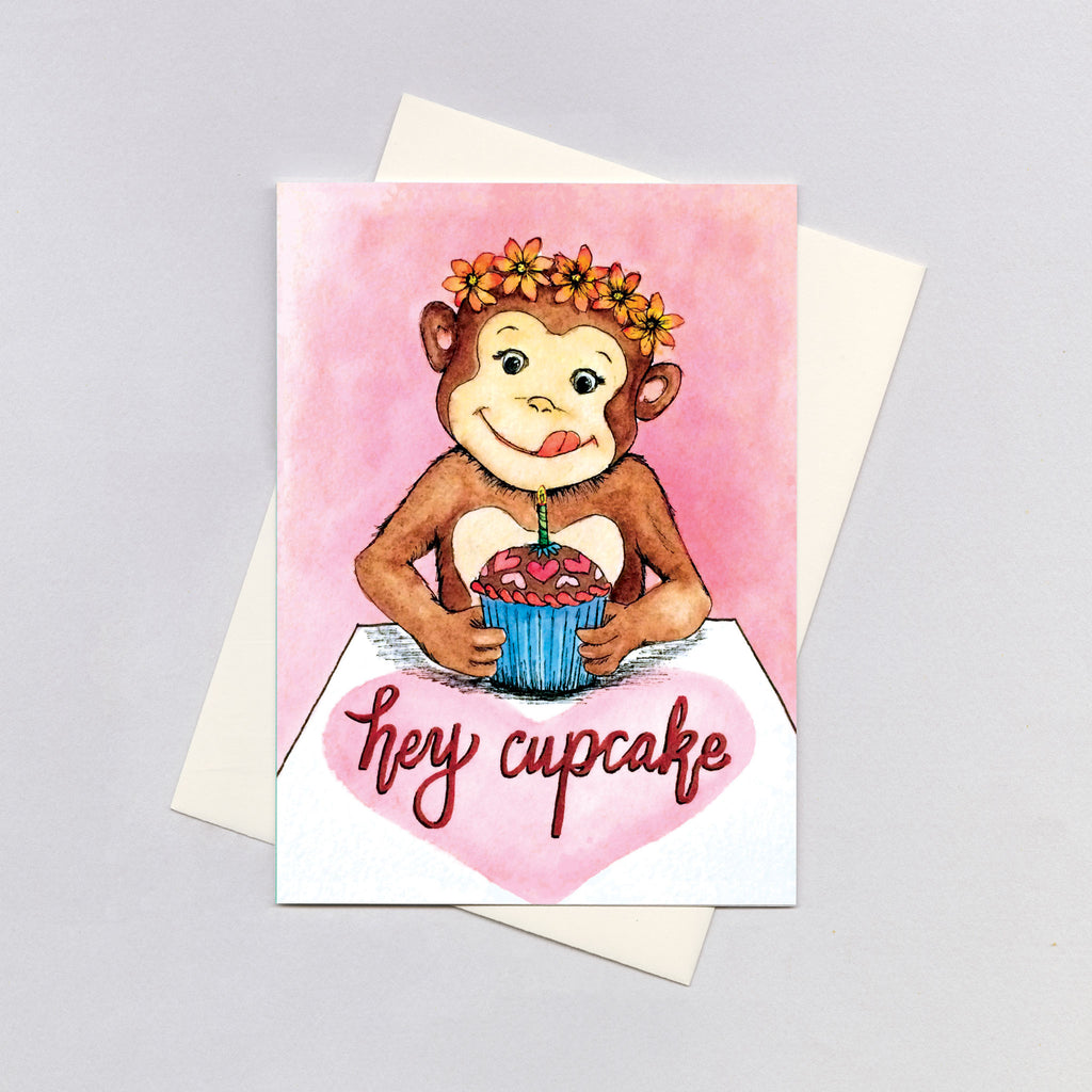 Cupcake Monkey - Birthday Greeting Card