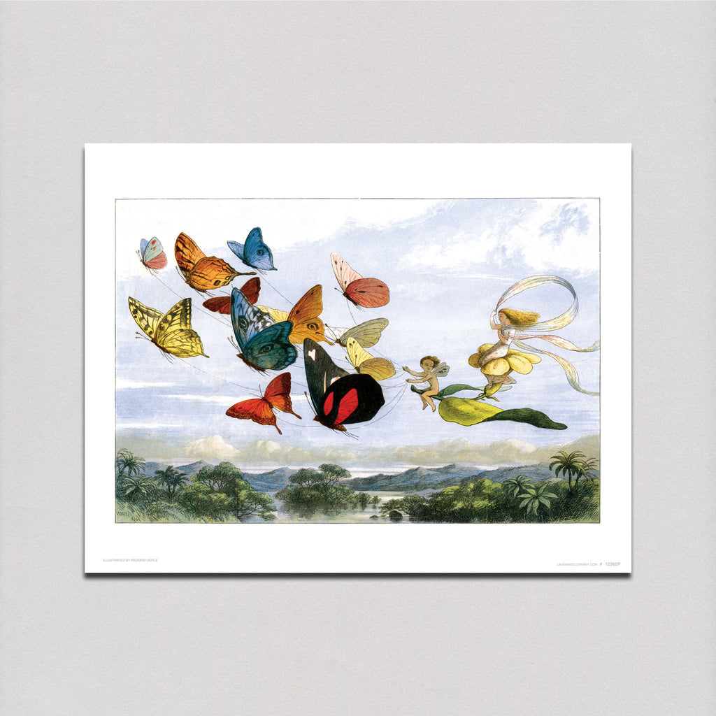 Fairy Flight with Butterflies - Fairies Art Print