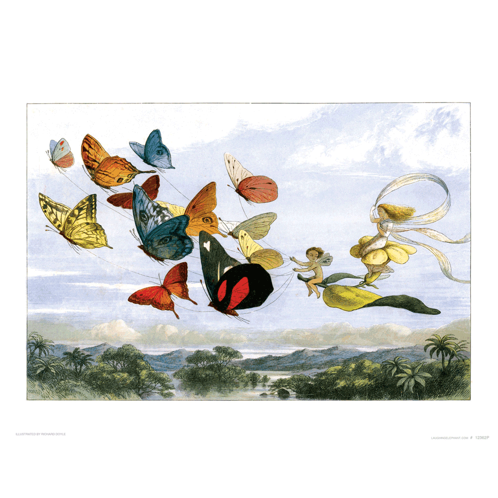 Fairy Flight with Butterflies - Fairies Art Print