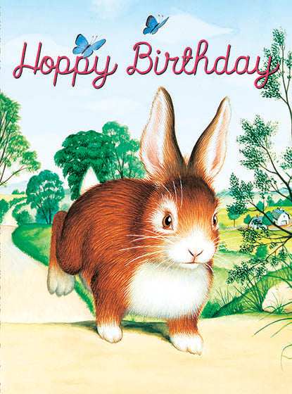 Hopping Bunny Birthday Wishes - Birthday Greeting Card