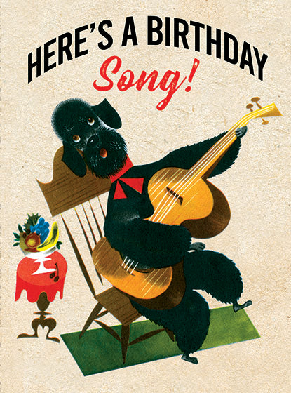Poodle with a Guitar - Birthday Greeting Card