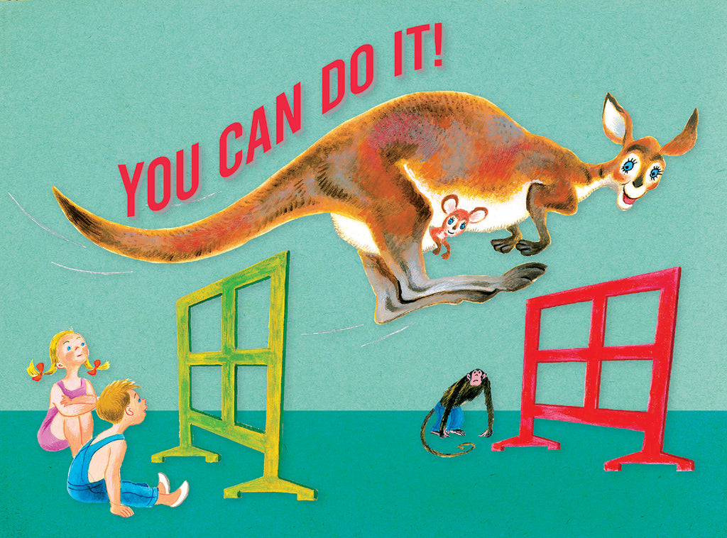Kangaroo Jumping Hurdles - Encouragement Greeting Card