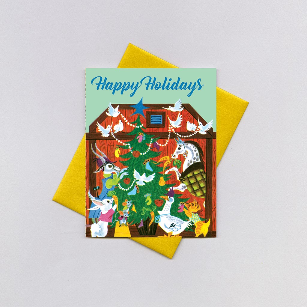 Animals' Christmas Tree - Christmas Greeting Card