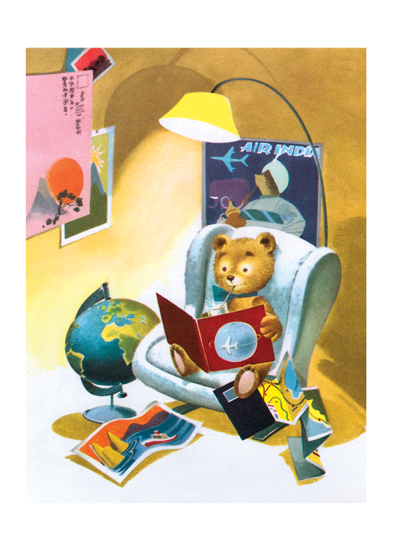 Teddy Bear in Armchair - Bon Voyage Greeting Card