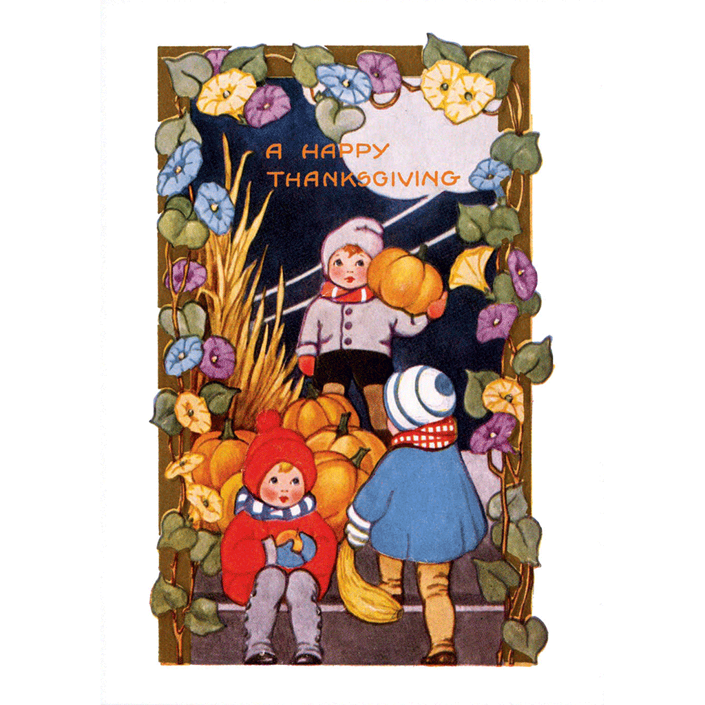Children with Pumpkins - Thanksgiving Greeting Card