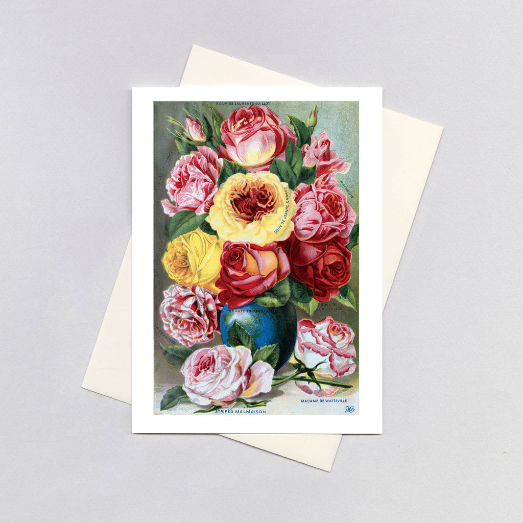 Roses in a Blue Vase - Flowers Greeting Card