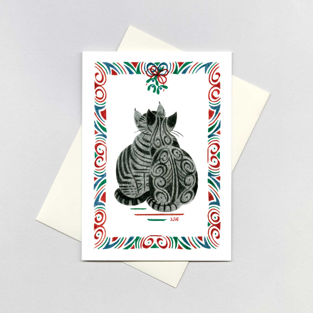 Cats Under Mistletoe - Christmas Greeting Card