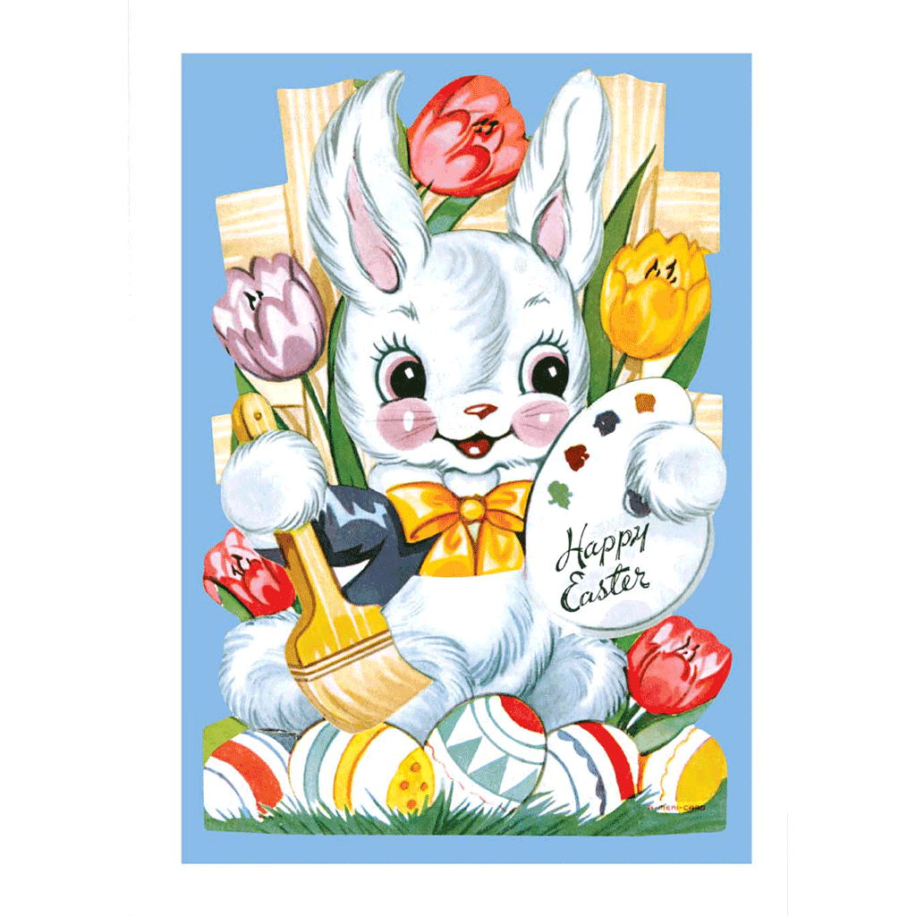 Rabbit with Tulips - Easter Greeting Card