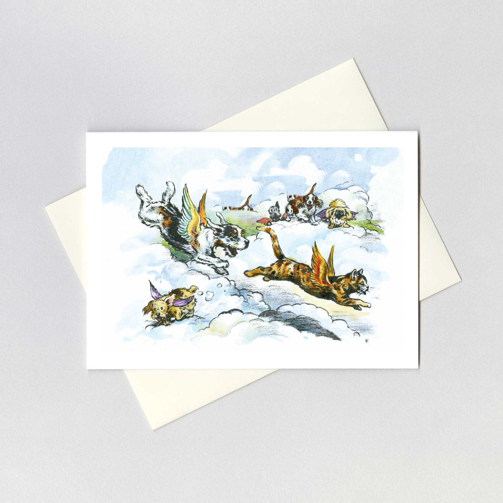 Cat & Dogs with Wings - Sympathy Greeting Card