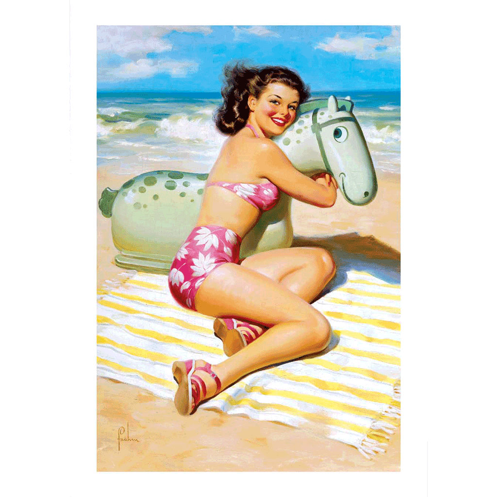 Girl with a Beach Toy  - Pin Up Girls Greeting Card