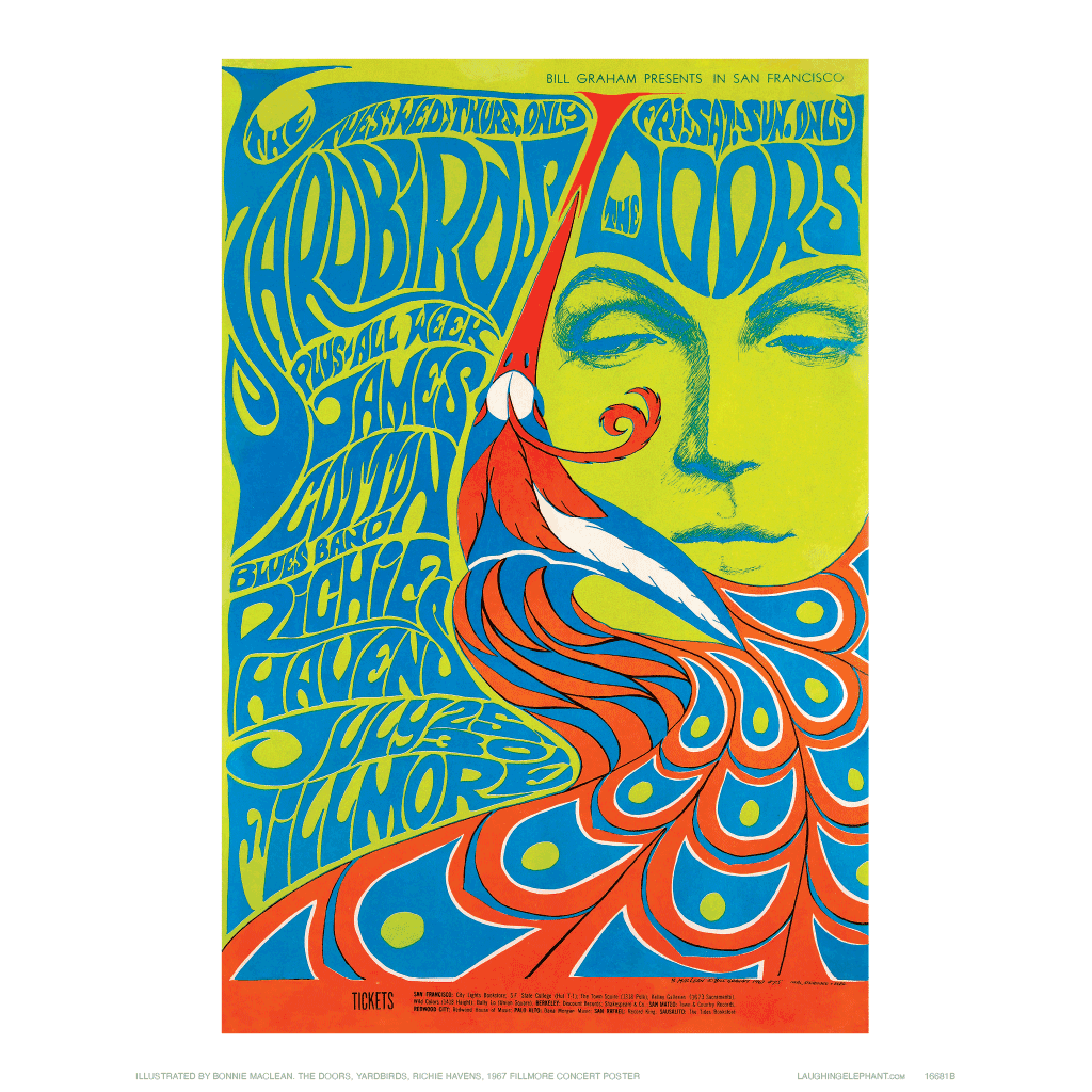 Fillmore Peacock - Psychedelic Posters Art Print – Laughing Elephant Fillmore Peacock - Psychedelic Posters Art Print – Laughing Elephant