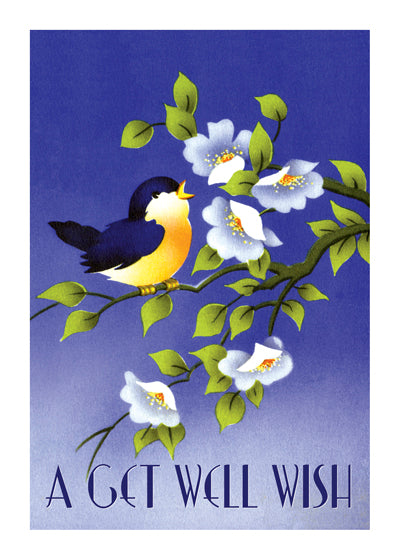 Bird and Flowers - Get Well Greeting Card