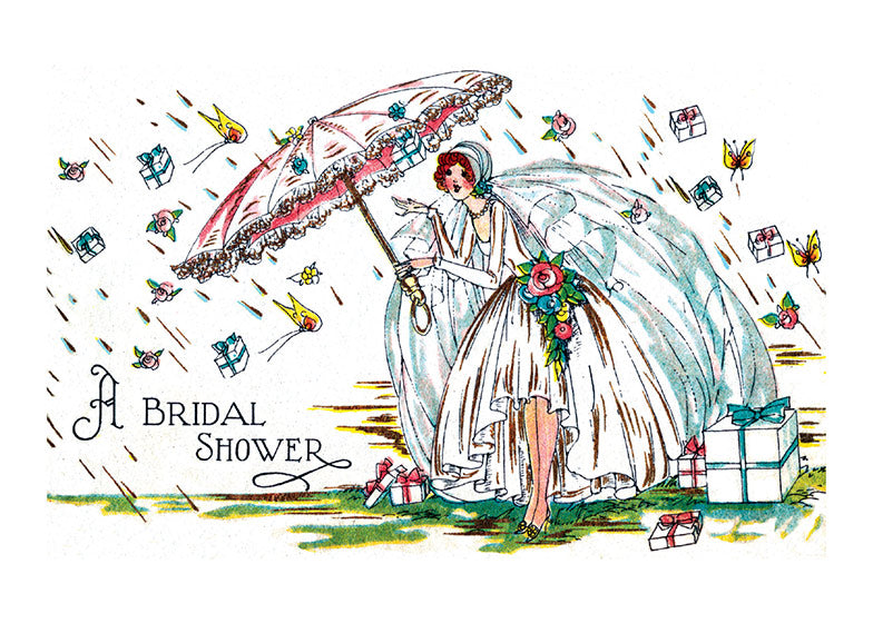 Bride with an Umbrella - Wedding Greeting Card