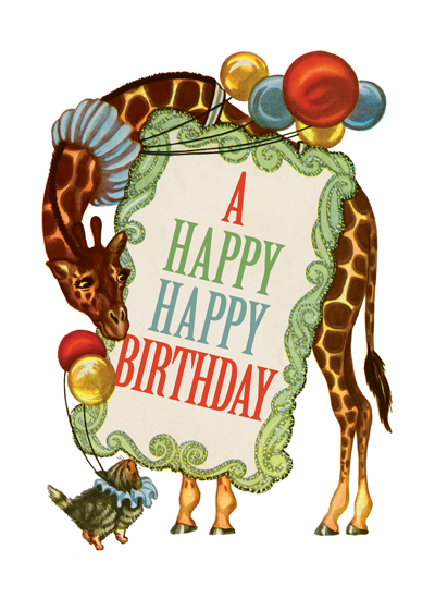 Circus Giraffe - Birthday Greeting Card