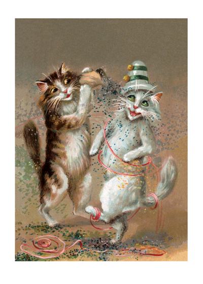 Two Cats Dancing With Confetti - Congratulations Greeting Card