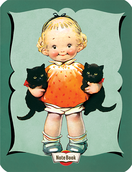 Little Girl Holding Black Kittens - Hello Darling Notebook