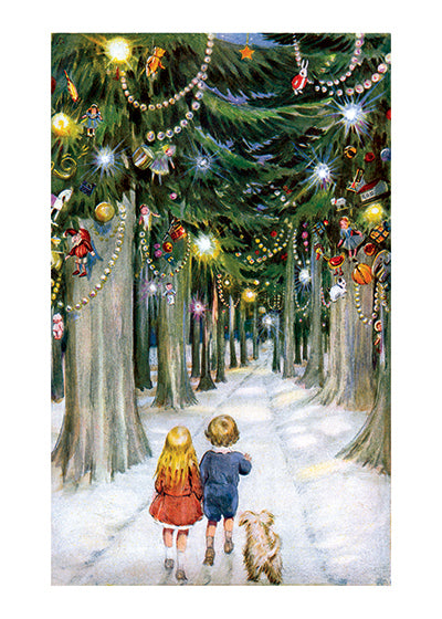 Children in a Christmas Forest - Christmas Greeting Card