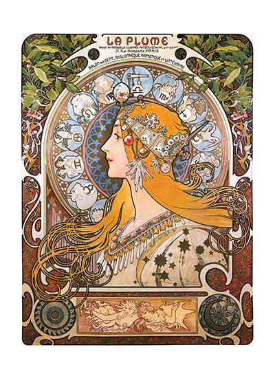 The Zodiac Queen - Alphonse Mucha Greeting Card