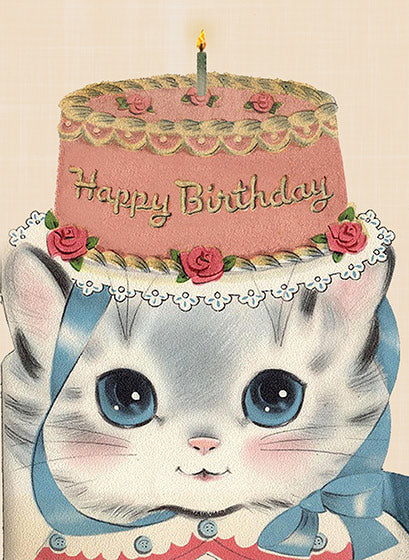 Birthday Hat Kitty - Birthday Greeting Card