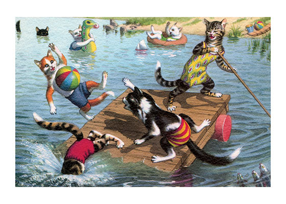 Cat Fun in the Water - Captivating Cats Greeting Card