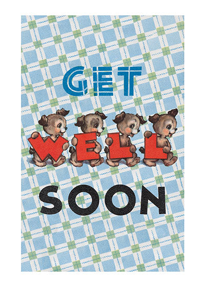Little Dogs Sending Good Thoughts - Get Well Greeting Card