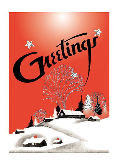 Greetings A Red Snowscape - Christmas Greeting Card