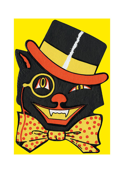 Black Cat Wearing a Bowtie - Halloween Greeting Card