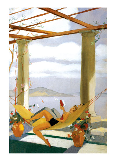 Couple in a Hammock - Books and Readers Greeting Card