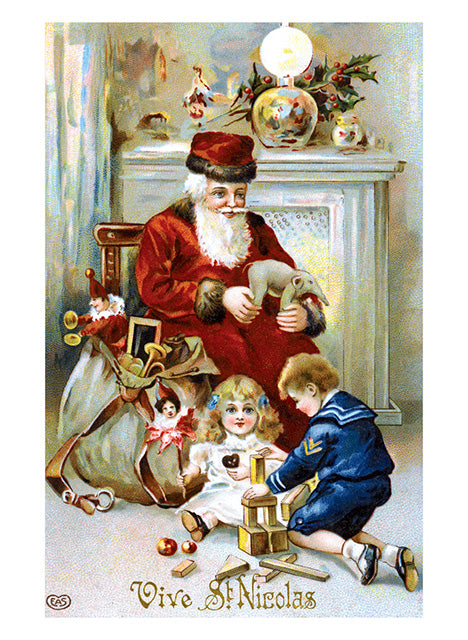 Santa Claus Postcard Box - 36 Unique Vintage Holiday Postcards