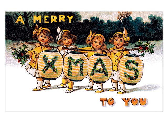 Christmas Old Town Postcard Set - 20 Identical Holiday Greeting Cards Made In USA