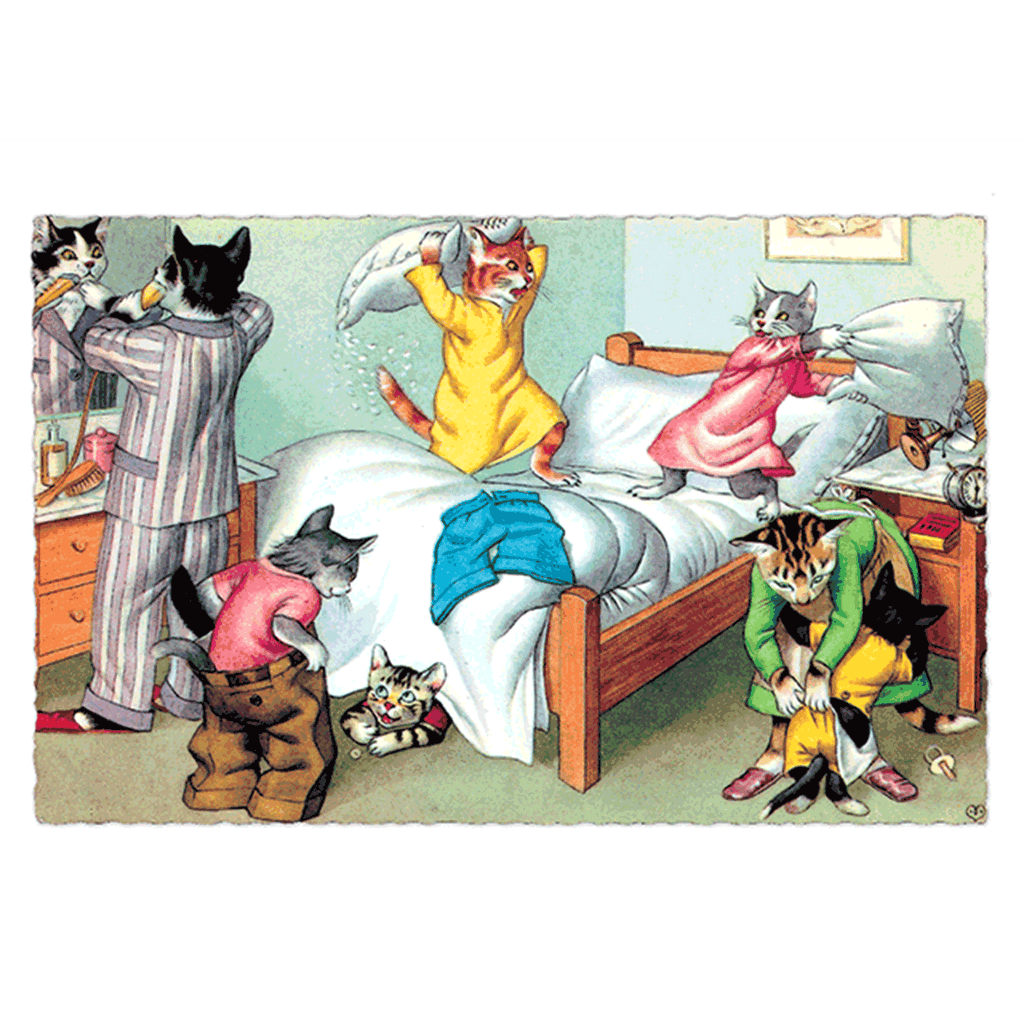 Delightfully Dressed Cats Postcard Box - 36 Unique Vintage Postcards