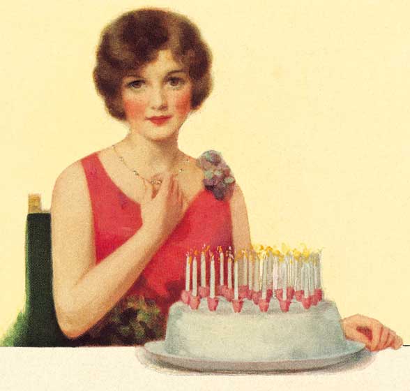 Lady With Birthday Cake - Birthday Greeting Card