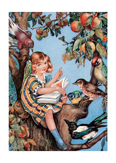 Girl Reading To Birds - Books & Readers Greeting Card