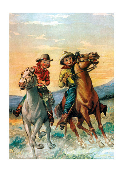 Cowboy and Cowgirl Riding the Range - Birthday Greeting Card