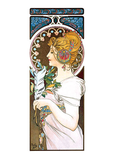 The Feather - Alphonse Mucha Greeting Card
