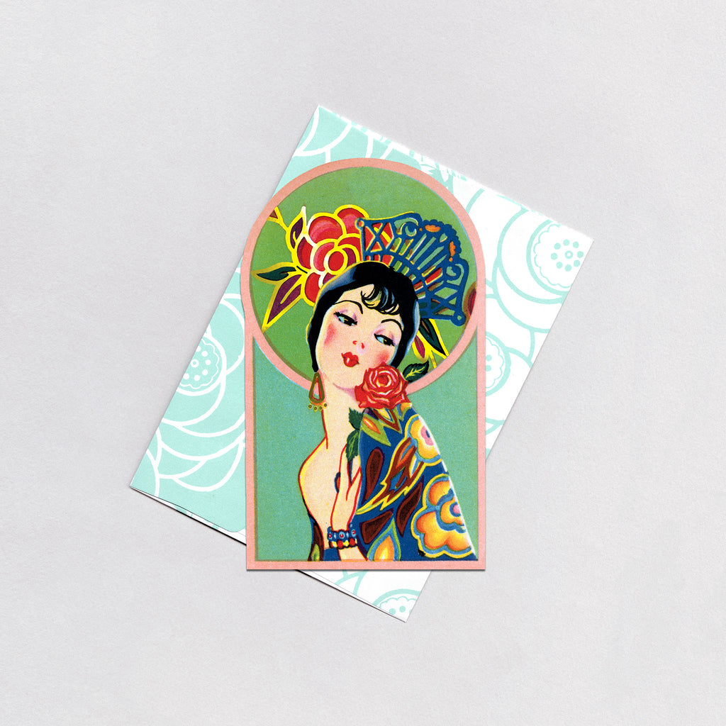 Spanish Senorita - Art Deco Ladies Greeting Card