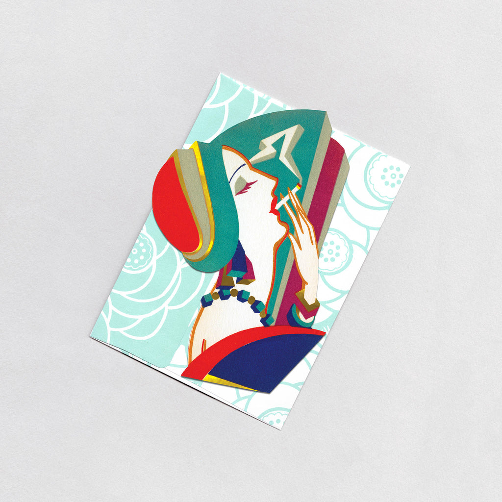 Smoking Flapper - Art Deco Ladies Greeting Card