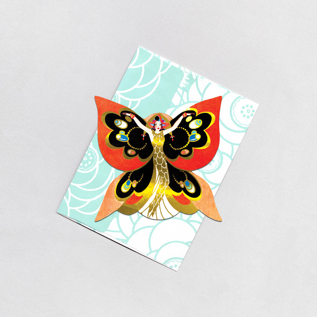 Butterfly Lady - Art Deco Ladies Greeting Card