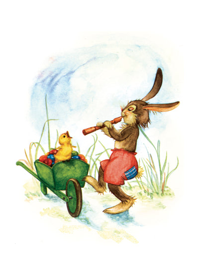 Rabbit Playing Flute - Easter Greeting Card