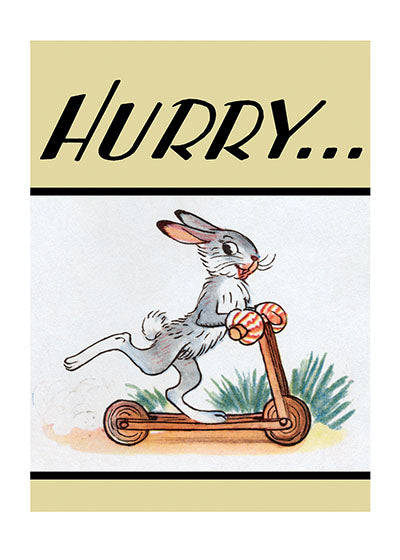 Rabbit Riding Scooter - Get Well Greeting Card