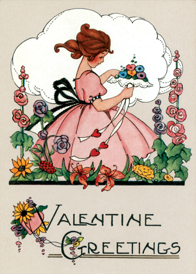 Little Girl With Lacy Bouquet - Valentine's Day Greeting Card