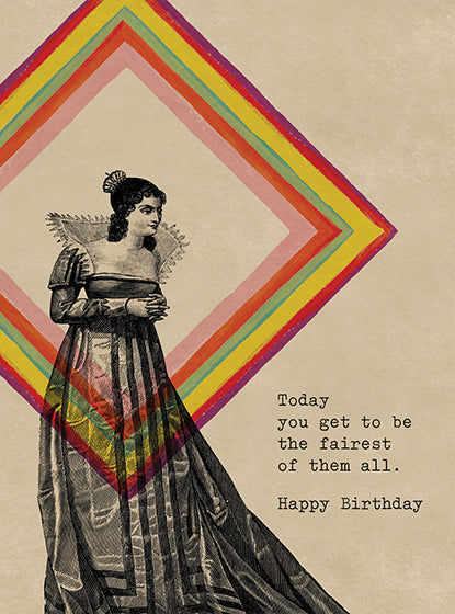 Lady with a Rainbow Square - Birthday Greeting Card