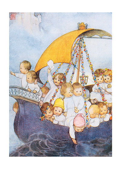 Babies on Sailboat - Baby Greeting Card