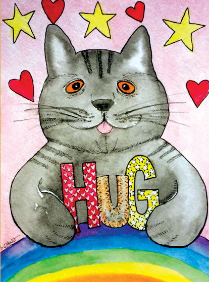 Rainbow Hug Cat - Friendship Greeting Card