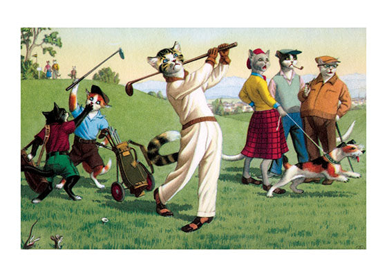 Cat Golfers - Captivating Cats Greeting Card
