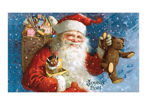 Santa with a Teddy Bear - Christmas Greeting Card