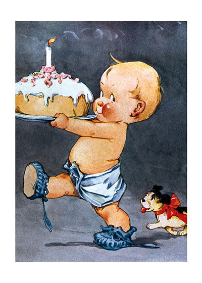 Baby With #1 Cake - Birthday Greeting Card