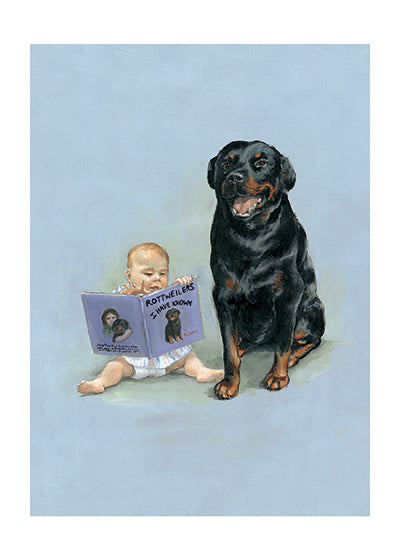 Carl & Child Reading - Good Dog Carl Greeting Card